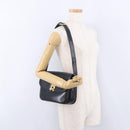 CELINE Horse Carriage Shoulder Bag Leather Black Gold Tone Auth ka5574-25
