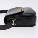 CELINE Horse Carriage Shoulder Bag Leather Black Gold Tone Auth ka5574-4