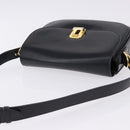CELINE Horse Carriage Shoulder Bag Leather Black Gold Tone Auth ka5574-6