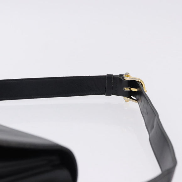 CELINE Horse Carriage Shoulder Bag Leather Black Gold Tone Auth ka5574