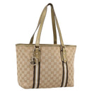 GUCCI GG Canvas Sherry Line Hand Bag Beige Gold 137396 Auth ka5582-1