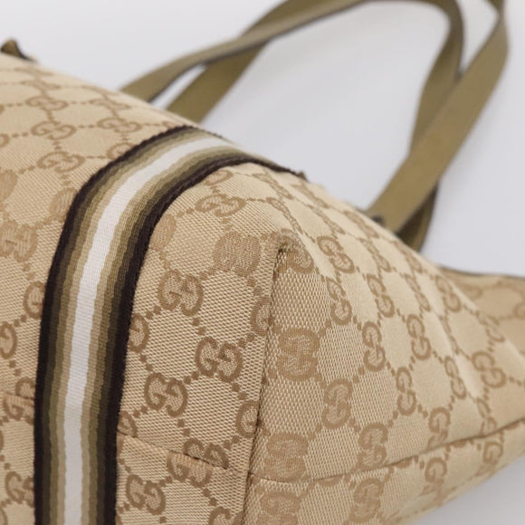 GUCCI GG Canvas Sherry Line Hand Bag Beige Gold 137396 Auth ka5582