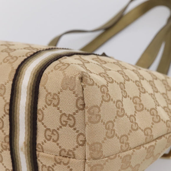 GUCCI GG Canvas Sherry Line Hand Bag Beige Gold 137396 Auth ka5582