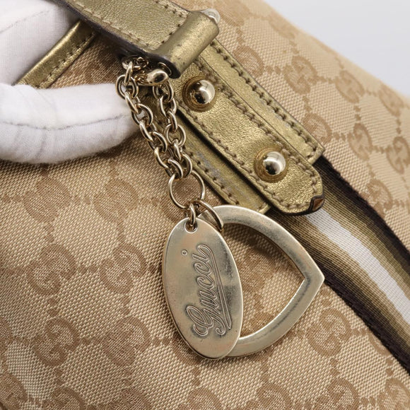 GUCCI GG Canvas Sherry Line Hand Bag Beige Gold 137396 Auth ka5582