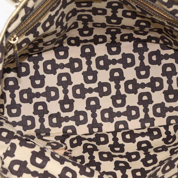 GUCCI GG Canvas Sherry Line Hand Bag Beige Gold 137396 Auth ka5582