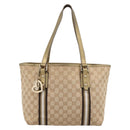 GUCCI GG Canvas Sherry Line Hand Bag Beige Gold 137396 Auth ka5582-13