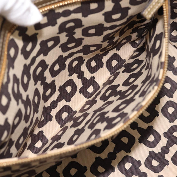 GUCCI GG Canvas Sherry Line Hand Bag Beige Gold 137396 Auth ka5582