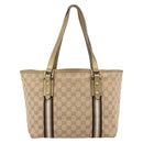 GUCCI GG Canvas Sherry Line Hand Bag Beige Gold 137396 Auth ka5582-2