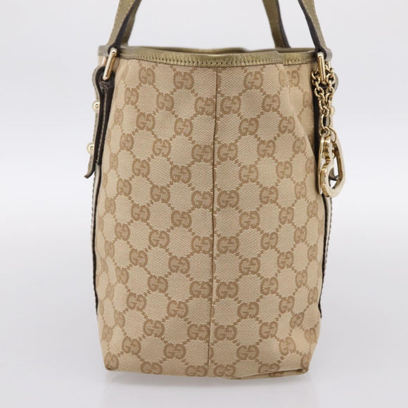 GUCCI GG Canvas Sherry Line Hand Bag Beige Gold 137396 Auth ka5582