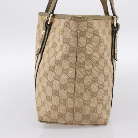 GUCCI GG Canvas Sherry Line Hand Bag Beige Gold 137396 Auth ka5582
