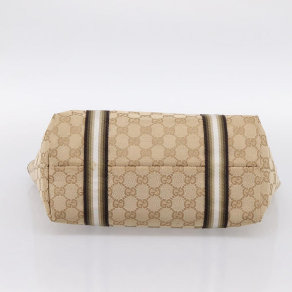 GUCCI GG Canvas Sherry Line Hand Bag Beige Gold 137396 Auth ka5582