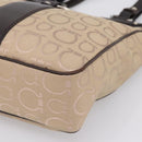 Salvatore Ferragamo Gancini Tote Bag Canvas Beige Silver Auth ka5583A-9
