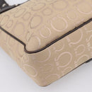 Salvatore Ferragamo Gancini Tote Bag Canvas Beige Silver Auth ka5583A-16