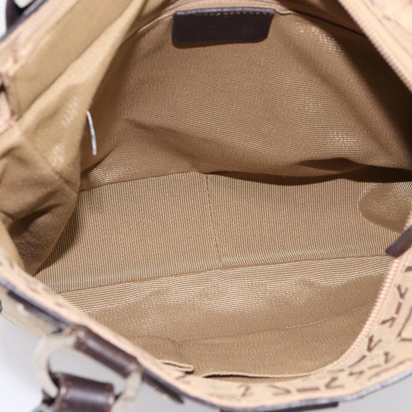 Salvatore Ferragamo Gancini Tote Bag Canvas Beige Silver Auth ka5583A