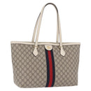 GUCCI GG Supreme Sherry Line Tote Bag PVC Beige Gold 631685 Auth ka5586-1