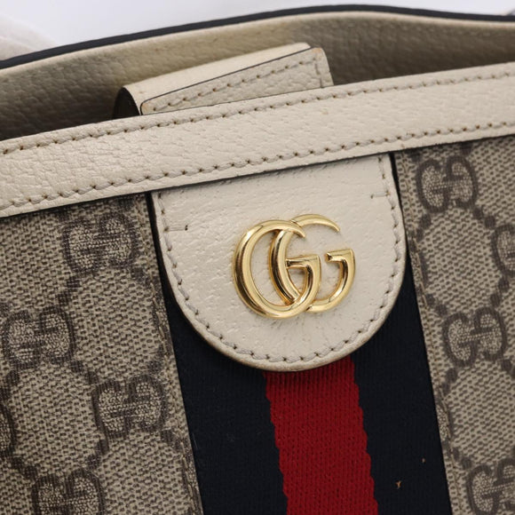GUCCI GG Supreme Sherry Line Tote Bag PVC Beige Gold 631685 Auth ka5586