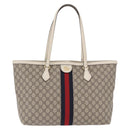 GUCCI GG Supreme Sherry Line Tote Bag PVC Beige Gold 631685 Auth ka5586-13