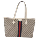 GUCCI GG Supreme Sherry Line Tote Bag PVC Beige Gold 631685 Auth ka5586-2