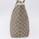 GUCCI GG Supreme Sherry Line Tote Bag PVC Beige Gold 631685 Auth ka5586-3