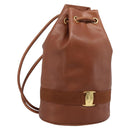 Salvatore Ferragamo Vala Backpack Leather Brown Gold Auth ka5589-1