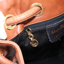Salvatore Ferragamo Vala Backpack Leather Brown Gold Auth ka5589-19