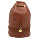 Salvatore Ferragamo Vala Backpack Leather Brown Gold Auth ka5589-13