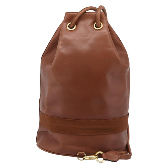 Salvatore Ferragamo Vala Backpack Leather Brown Gold Auth ka5589