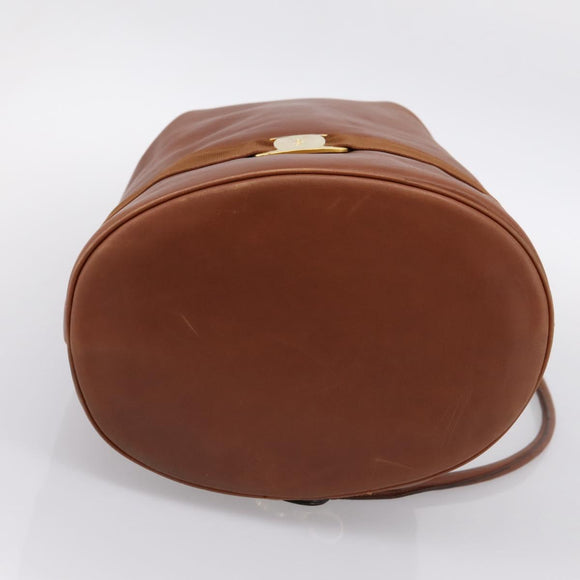 Salvatore Ferragamo Vala Backpack Leather Brown Gold Auth ka5589