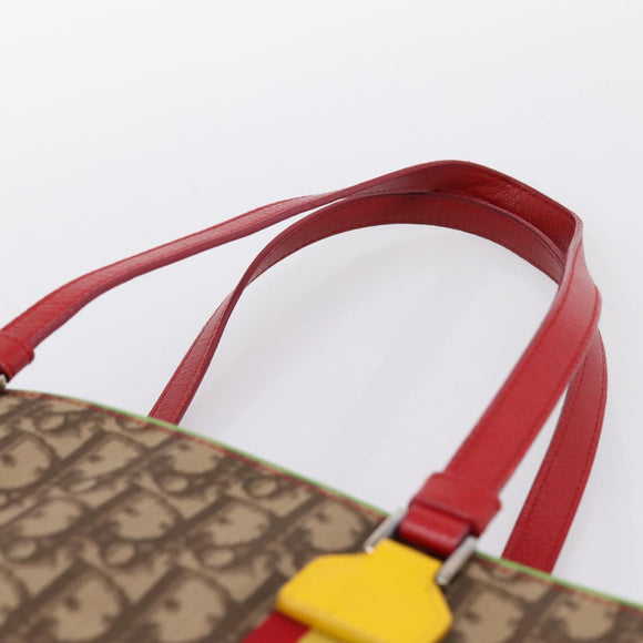Christian Dior Trotter Canvas Tote Bag PVC Beige Silver Auth ka5591V
