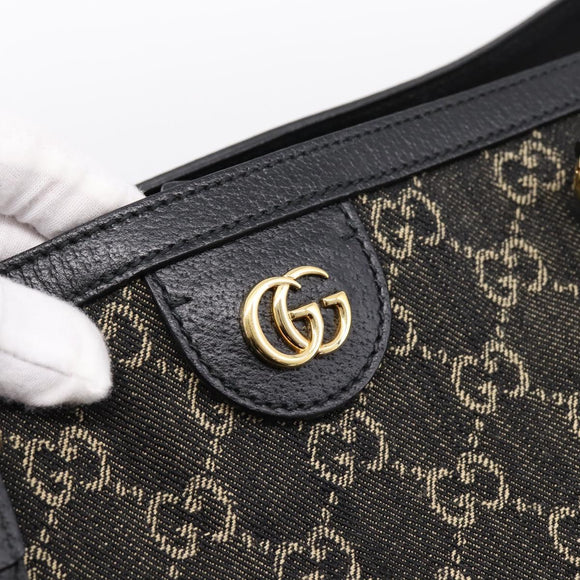 GUCCI GG Supreme Tote Bag Black Gold 631685 Auth ka5593M