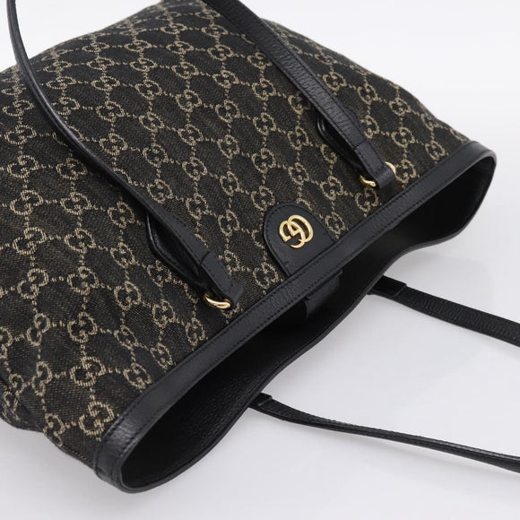 GUCCI GG Supreme Tote Bag Black Gold 631685 Auth ka5593M
