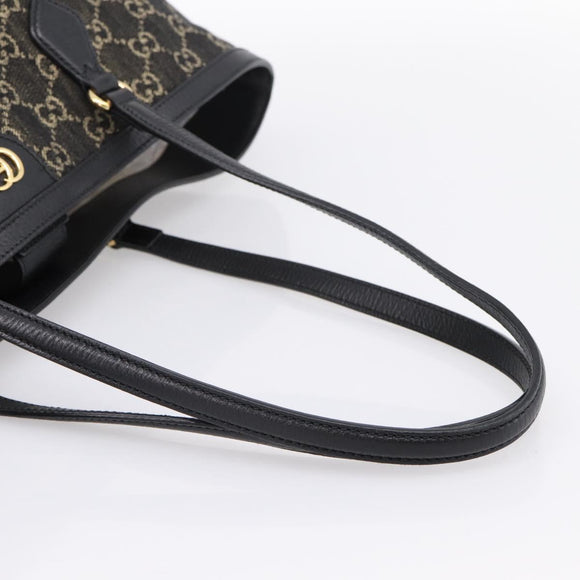 GUCCI GG Supreme Tote Bag Black Gold 631685 Auth ka5593M