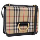 BURBERRY Nova Check Shoulder Bag Canvas Beige Gold Auth ka5594-1