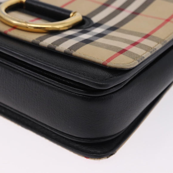 BURBERRY Nova Check Shoulder Bag Canvas Beige Gold Auth ka5594