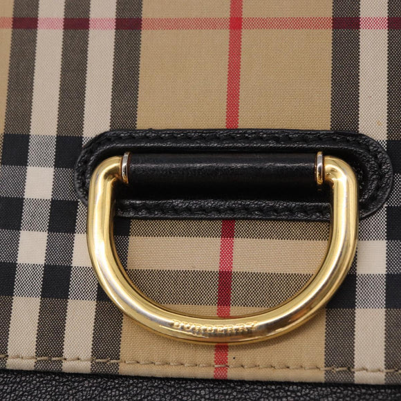 BURBERRY Nova Check Shoulder Bag Canvas Beige Gold Auth ka5594