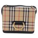 BURBERRY Nova Check Shoulder Bag Canvas Beige Gold Auth ka5594-2