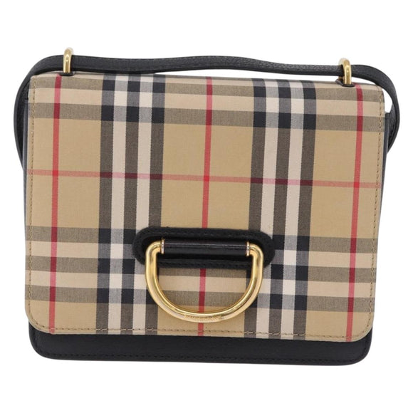 BURBERRY Nova Check Shoulder Bag Canvas Beige Gold Auth ka5594