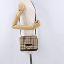 BURBERRY Nova Check Shoulder Bag Canvas Beige Gold Auth ka5594-24