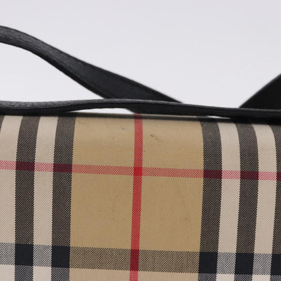 BURBERRY Nova Check Shoulder Bag Canvas Beige Gold Auth ka5594