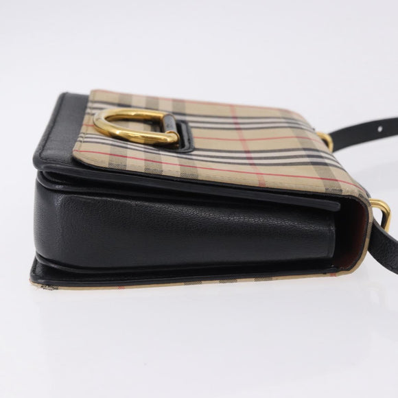 BURBERRY Nova Check Shoulder Bag Canvas Beige Gold Auth ka5594