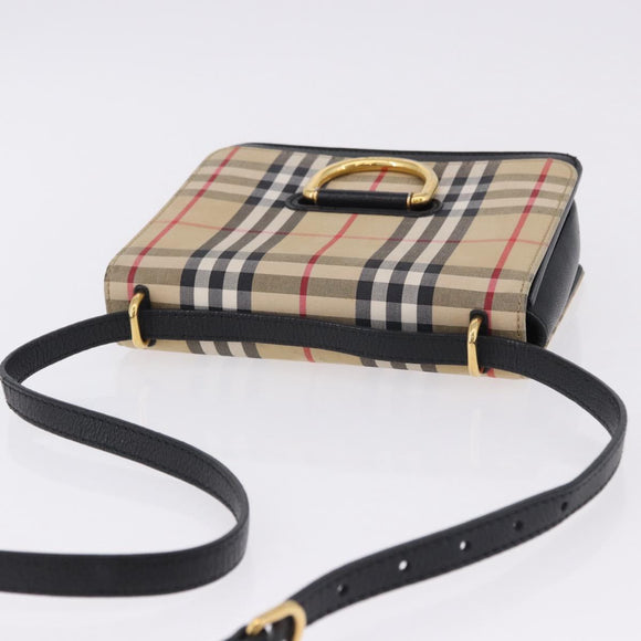 BURBERRY Nova Check Shoulder Bag Canvas Beige Gold Auth ka5594