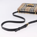 BURBERRY Nova Check Shoulder Bag Canvas Beige Gold Auth ka5594-8