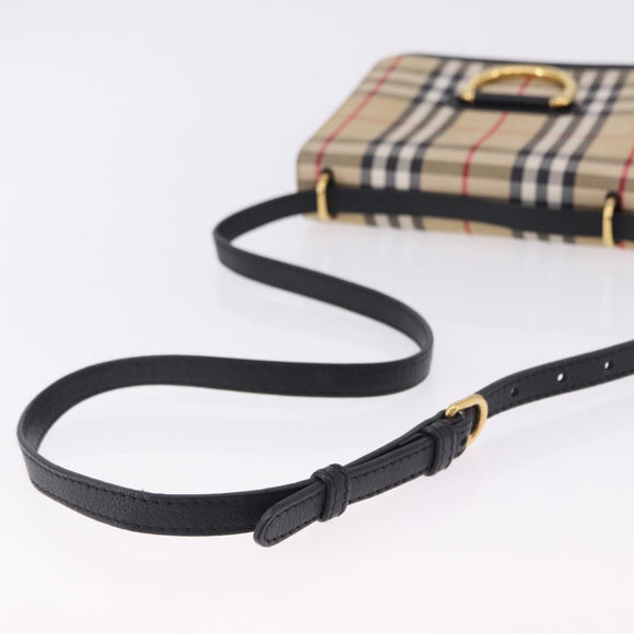 BURBERRY Nova Check Shoulder Bag Canvas Beige Gold Auth ka5594