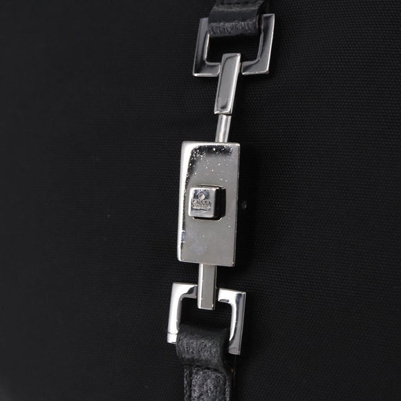 GUCCI GG Canvas Jackie Shoulder Bag Black Silver 001 3355 2123 Auth ka5595