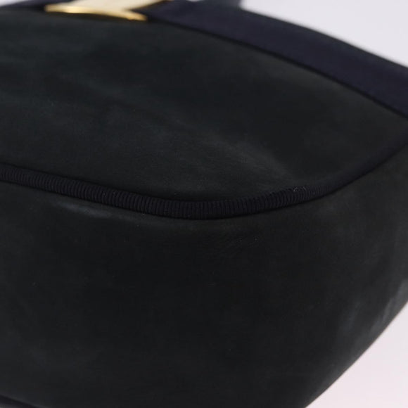 Salvatore Ferragamo Vala Shoulder Bag Suede Navy Gold Auth ka5596