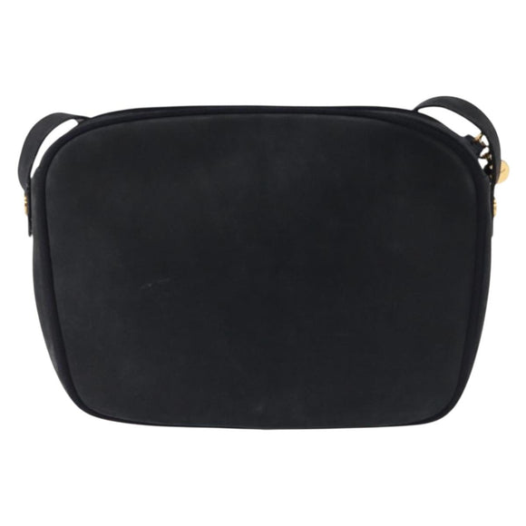Salvatore Ferragamo Vala Shoulder Bag Suede Navy Gold Auth ka5596
