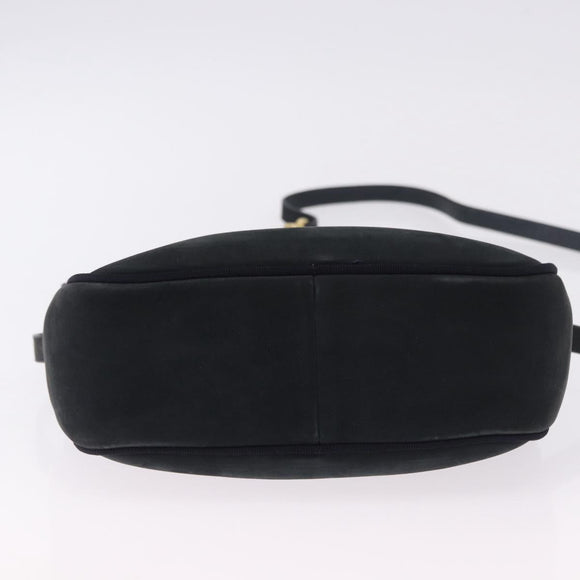 Salvatore Ferragamo Vala Shoulder Bag Suede Navy Gold Auth ka5596