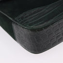 Salvatore Ferragamo Gancini Bag Leather embossed Green Gold Auth ka5598A-9