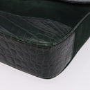 Salvatore Ferragamo Gancini Bag Leather embossed Green Gold Auth ka5598A-14