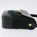 Salvatore Ferragamo Gancini Bag Leather embossed Green Gold Auth ka5598A-3